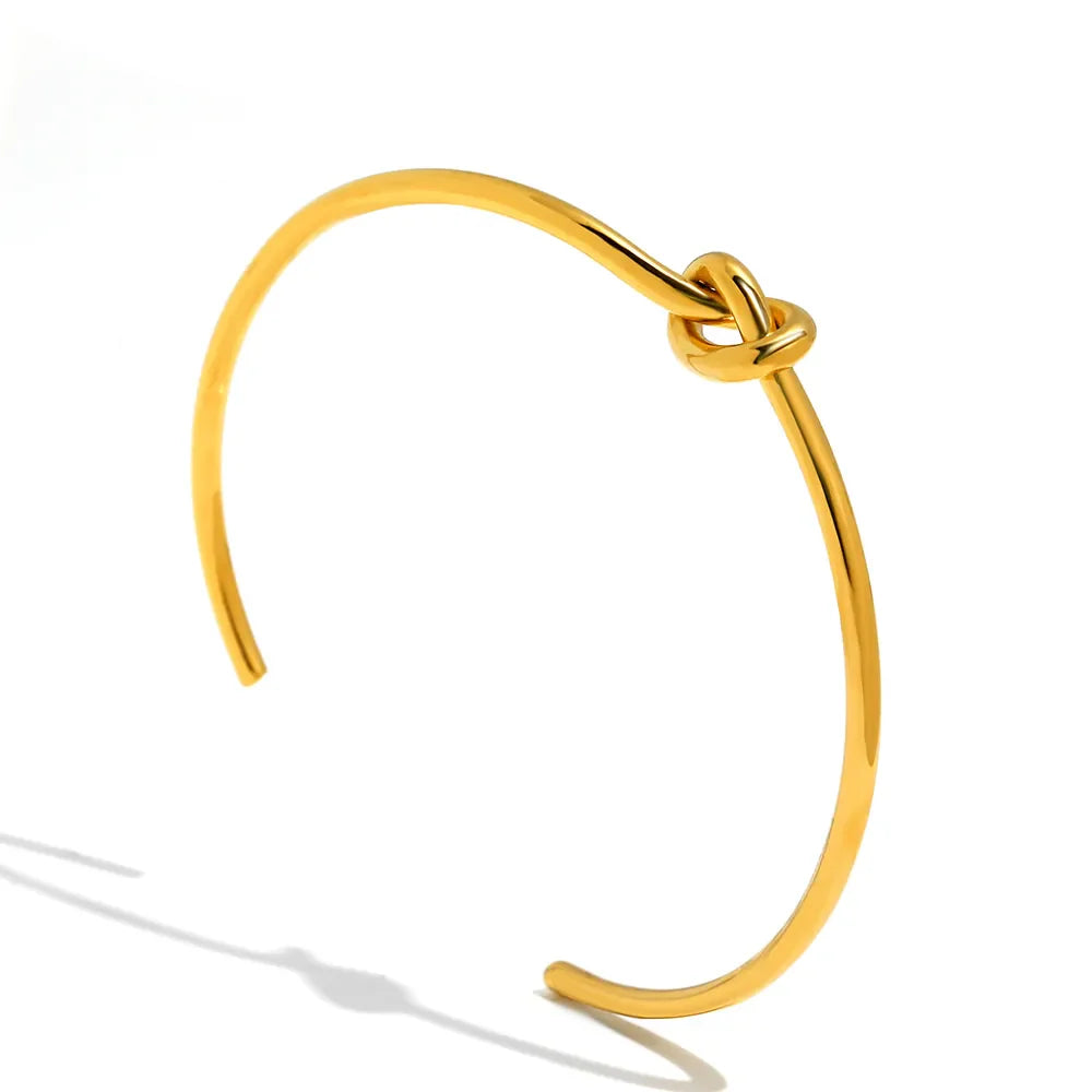 Gold Knot Bangle | Twisted Design-GOLD-Nora Luxe