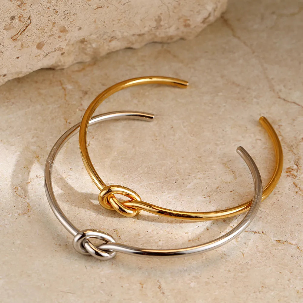 Gold Knot Bangle | Twisted Design-GOLD-Nora Luxe