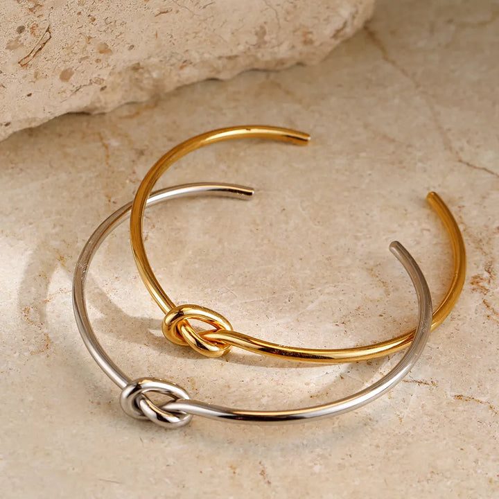 Gold Knot Bangle | Twisted Design-GOLD-Nora Luxe