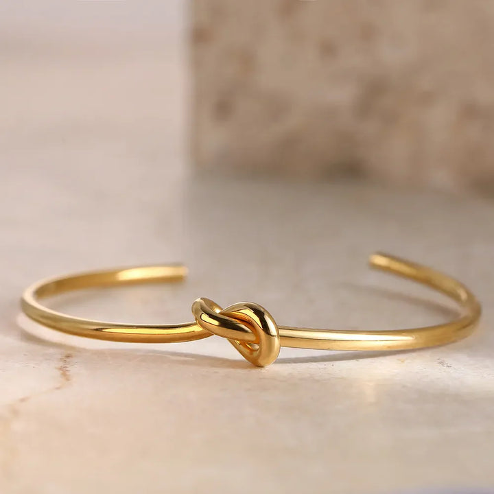 Gold Knot Bangle | Twisted Design-GOLD-Nora Luxe