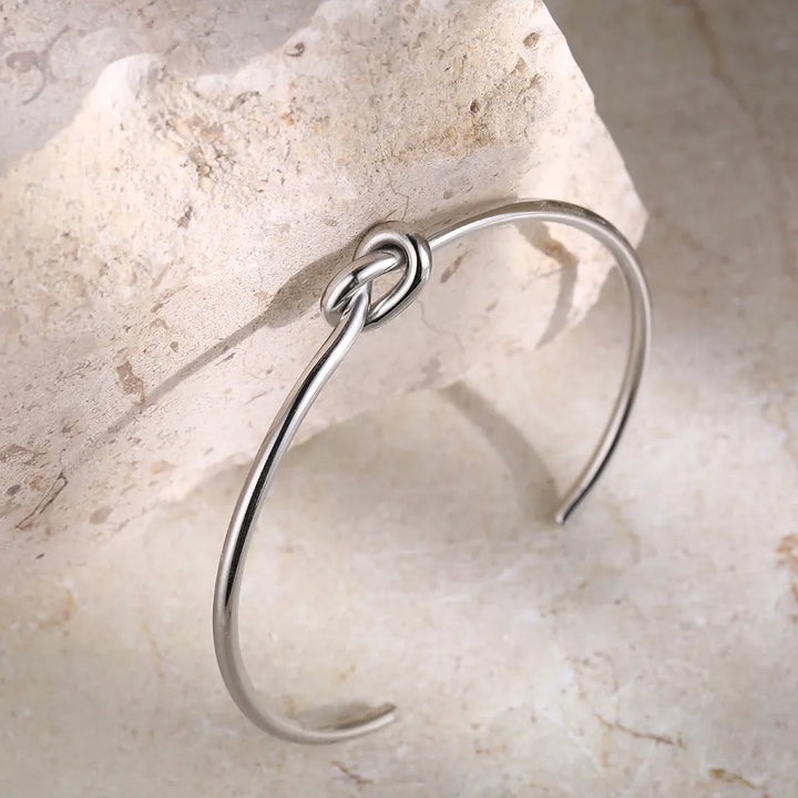 Gold Knot Bangle | Twisted Design-GOLD-Nora Luxe