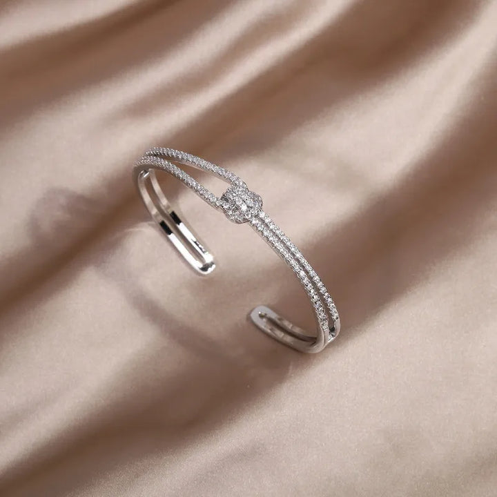 Gold Knot Crystal Bangle-GOLD-Nora Luxe