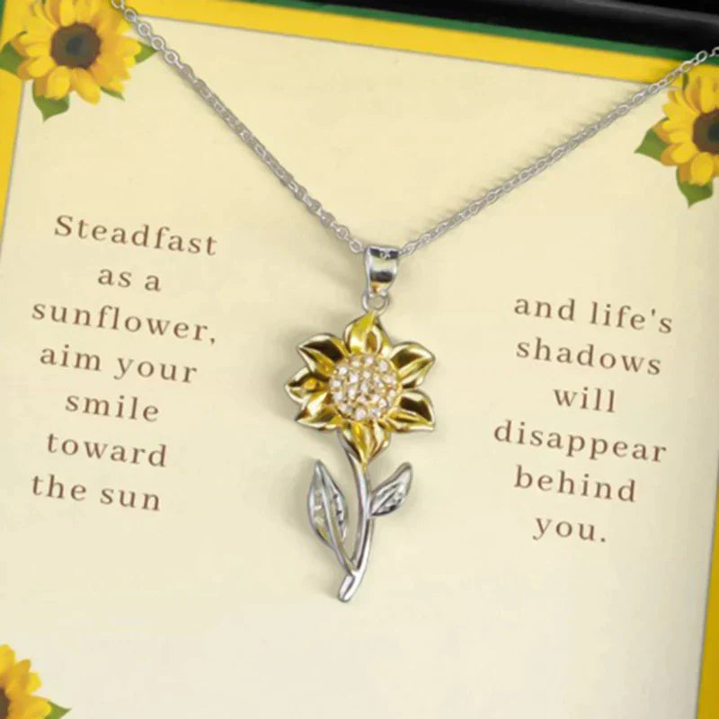 Gold Ladies' Necklace in Sterling Silver with Sunflower Pendant – Marélie-The Livary