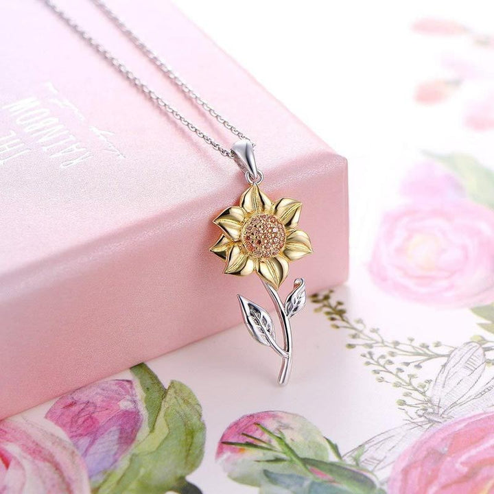 Gold Ladies' Necklace in Sterling Silver with Sunflower Pendant – Marélie-The Livary