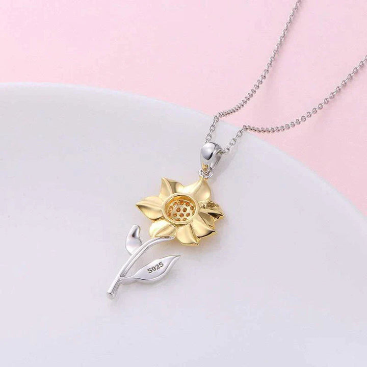 Gold Ladies' Necklace in Sterling Silver with Sunflower Pendant – Marélie-The Livary