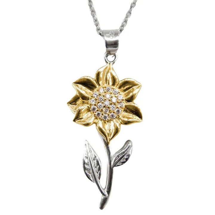 Gold Ladies' Necklace in Sterling Silver with Sunflower Pendant – Marélie-The Livary