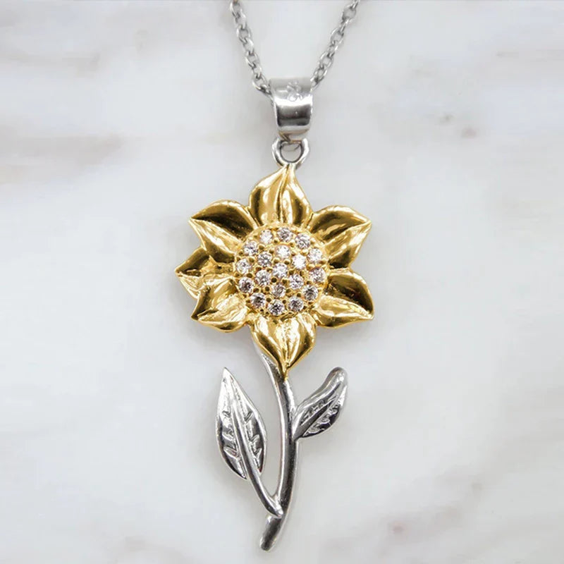 Gold Ladies' Necklace in Sterling Silver with Sunflower Pendant – Marélie-The Livary