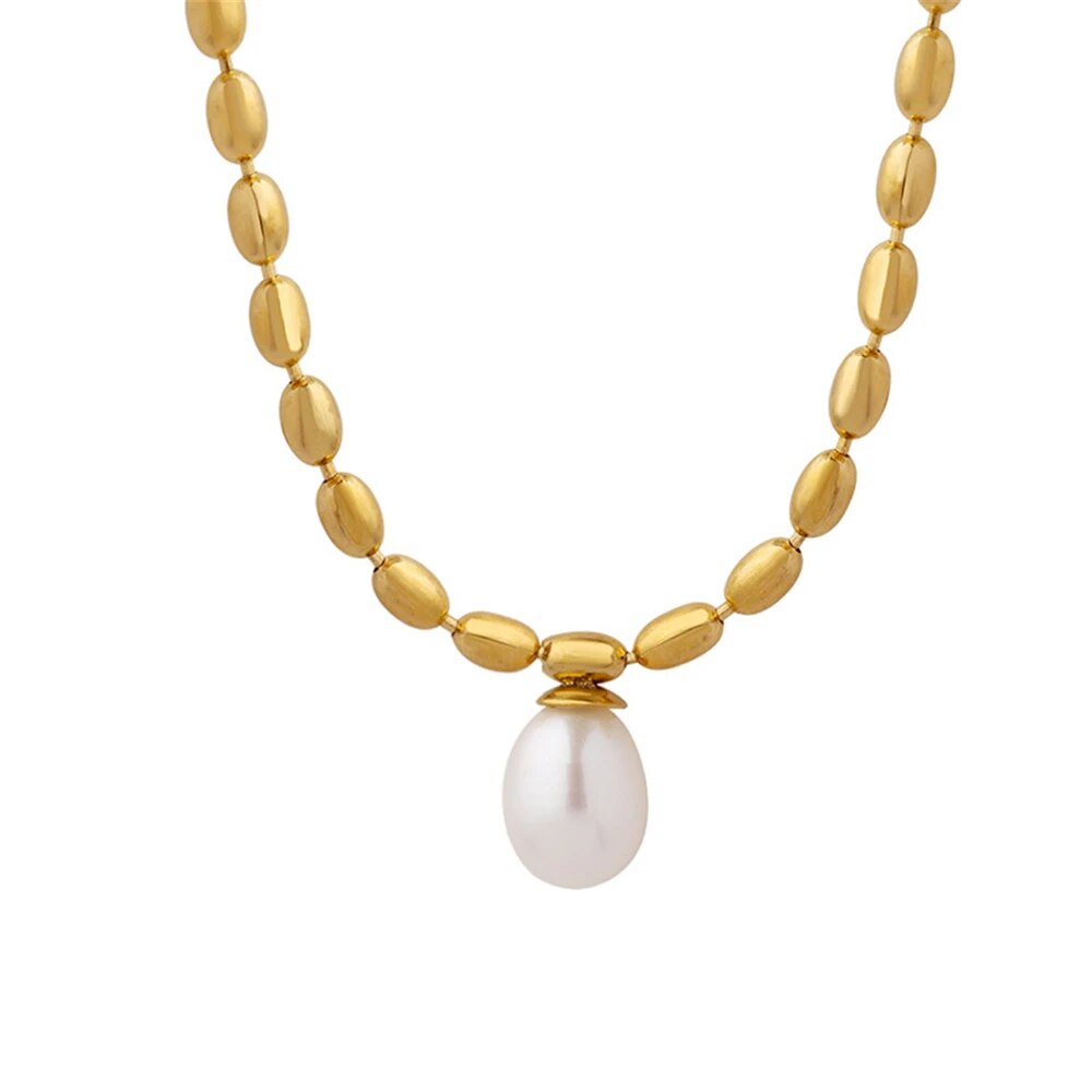 Gold Pearl Necklace | Elegant Beaded Jewellery-Nora Luxe