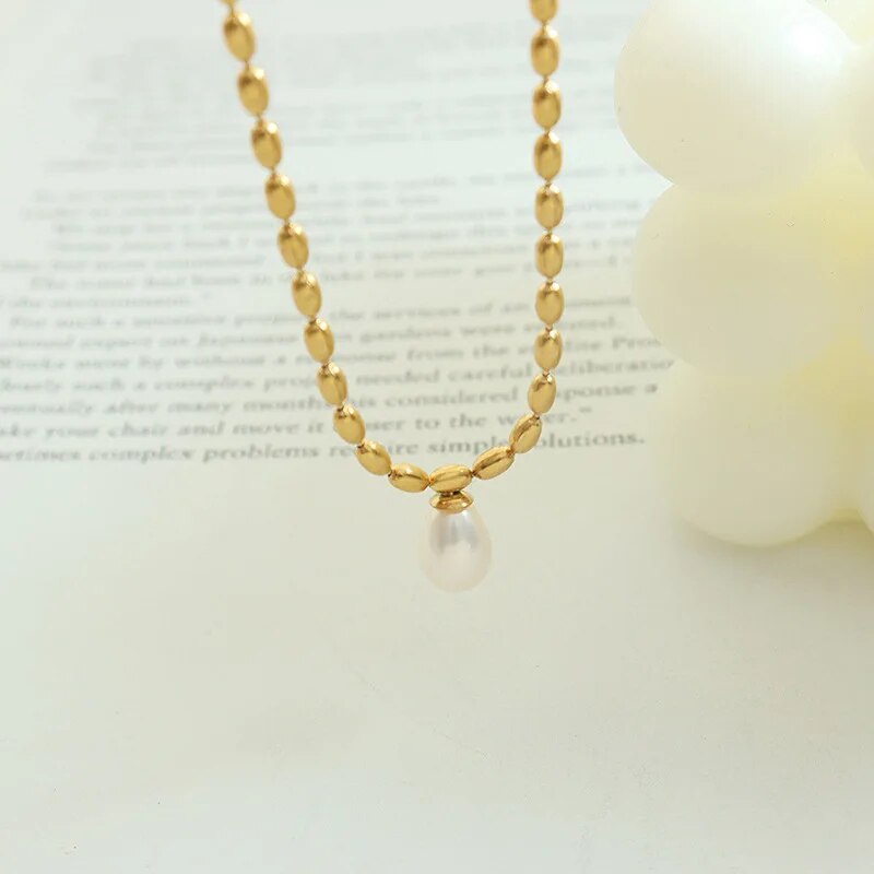 Gold Pearl Necklace | Elegant Beaded Jewellery-Nora Luxe