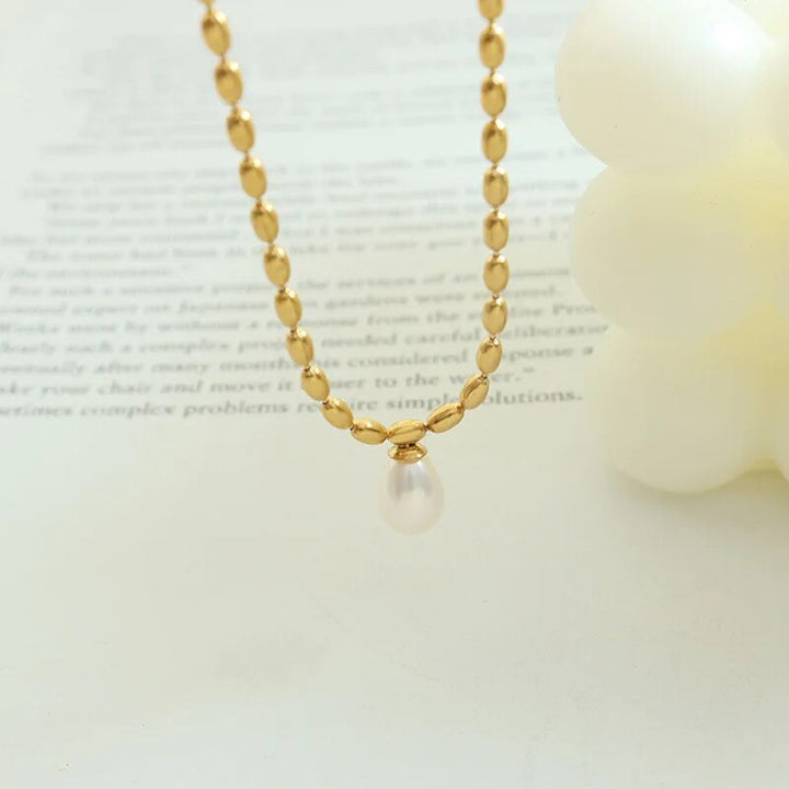 Gold Pearl Necklace | Elegant Beaded Jewellery-Nora Luxe