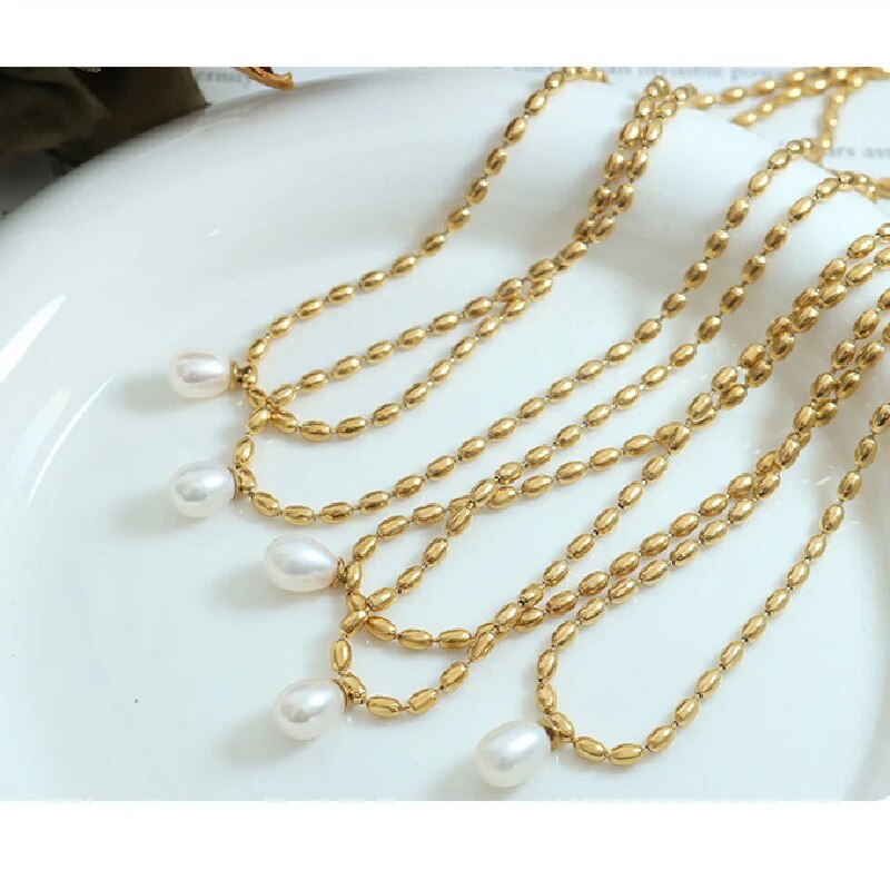 Gold Pearl Necklace | Elegant Beaded Jewellery-Nora Luxe