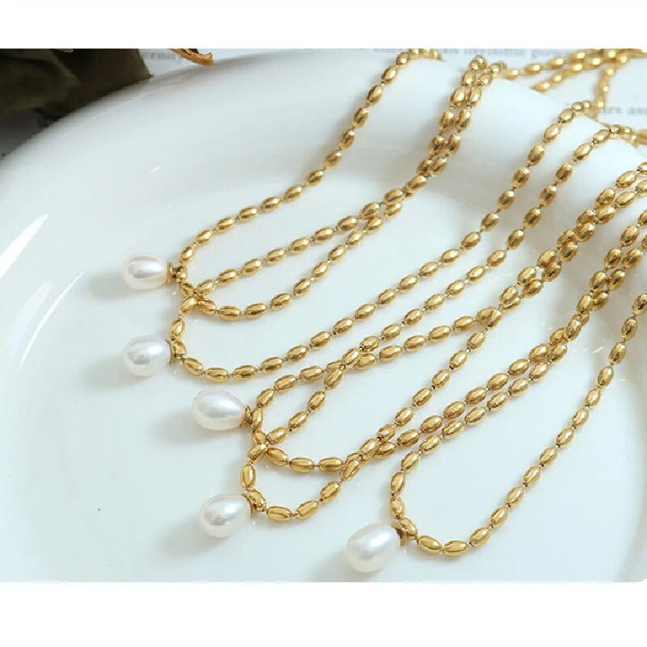 Gold Pearl Necklace | Elegant Beaded Jewellery-Nora Luxe