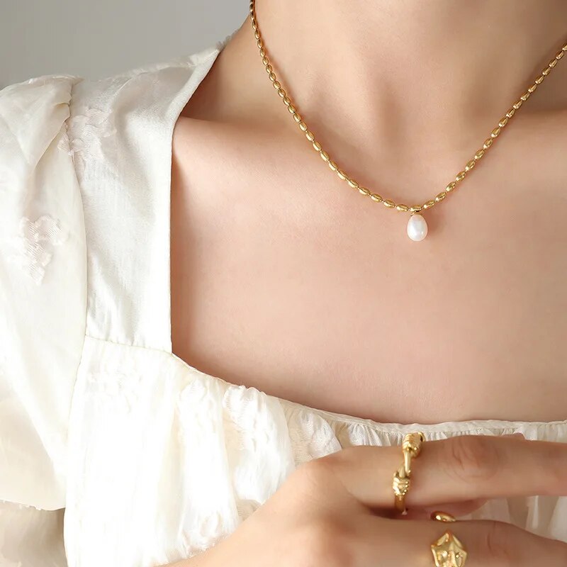 Gold Pearl Necklace | Elegant Beaded Jewellery-Nora Luxe