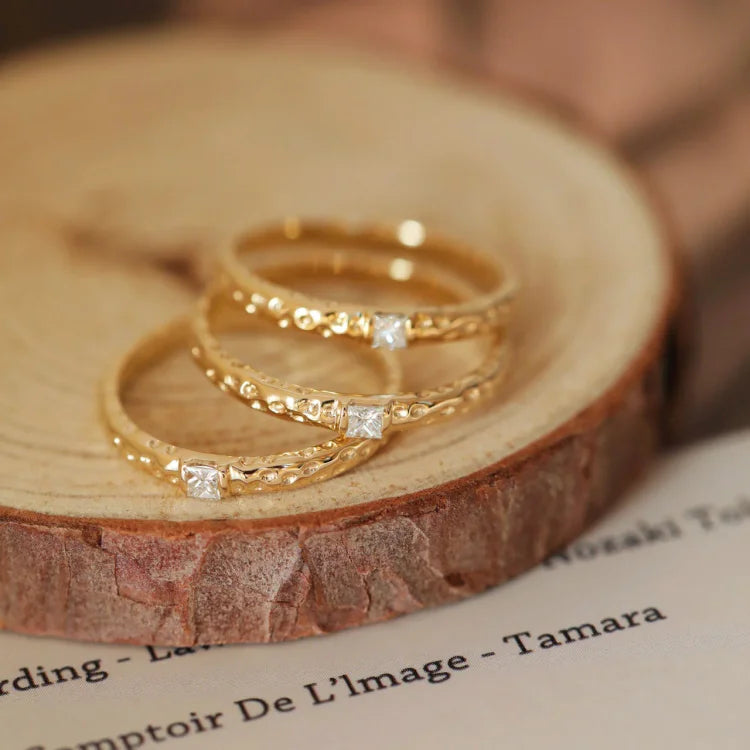 Gold Plated Sterling Silver Ring with Zirconia - Aurora-5-Nora Luxe