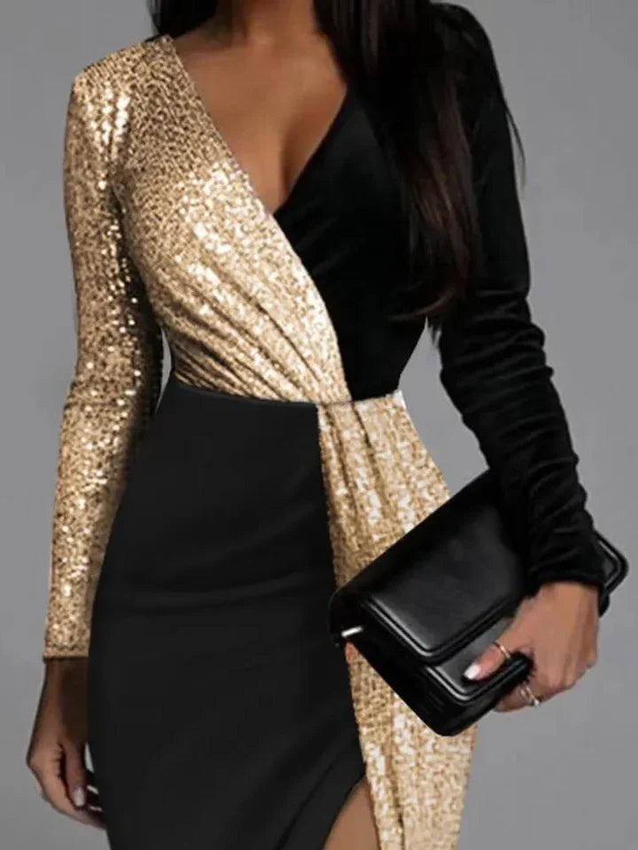 Golden Glitter Dress - StarGlow-S-Nora Luxe