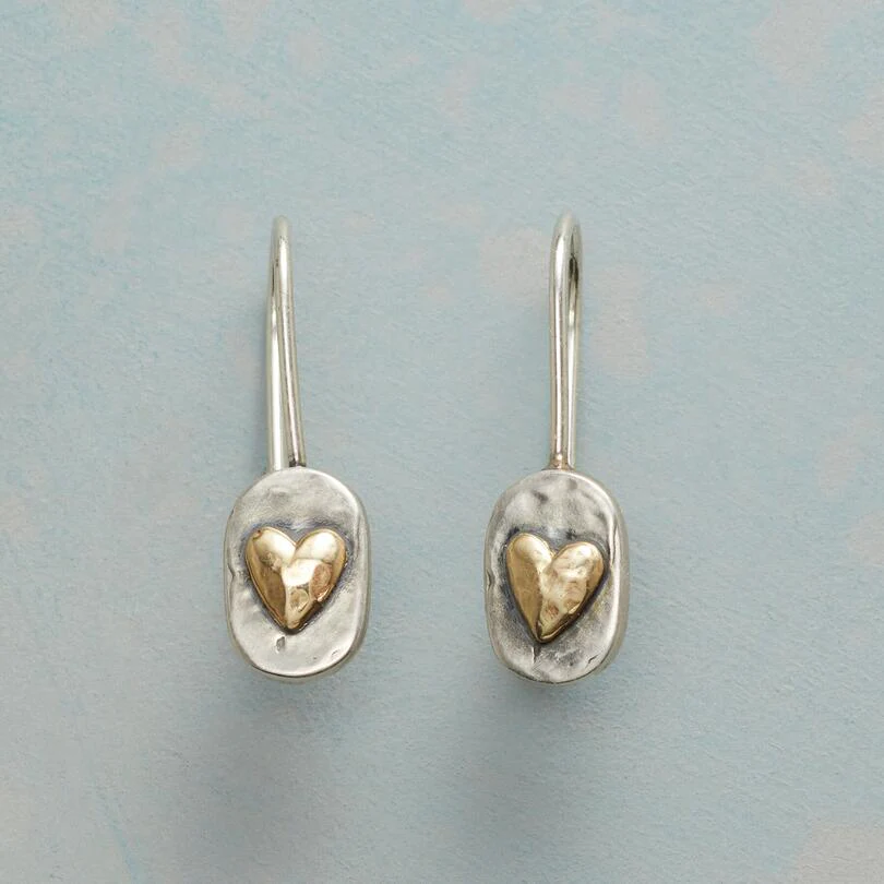 Golden Heart Earrings in Vintage Silver - Elayna-Nora Luxe