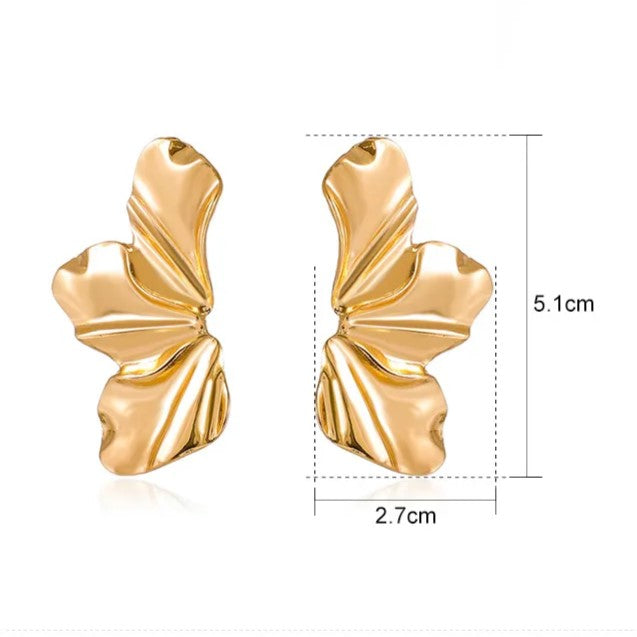 Golden Petal Stud Earrings | Elegant Floral Design-GOLD-Nora Luxe