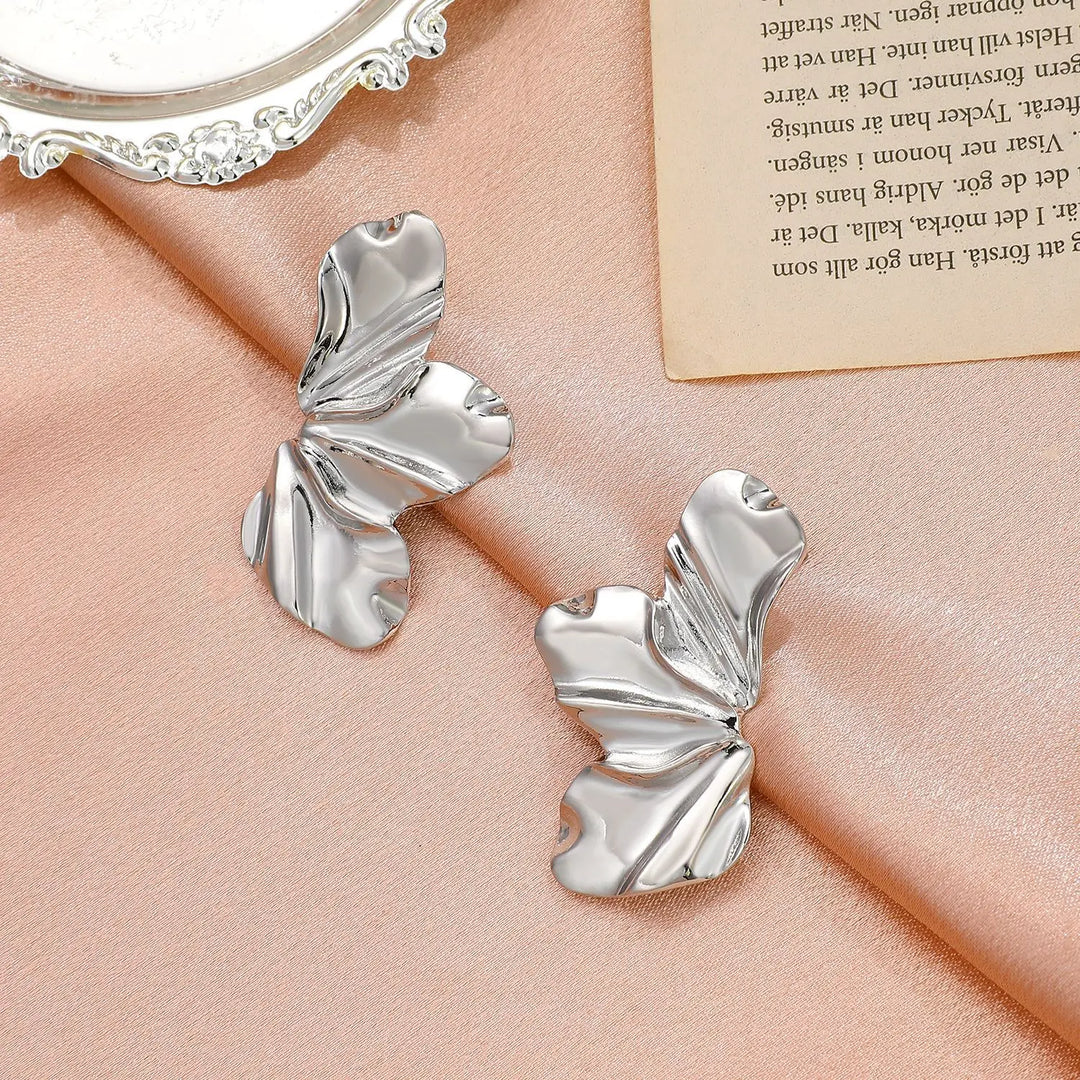 Golden Petal Stud Earrings | Elegant Floral Design-GOLD-Nora Luxe
