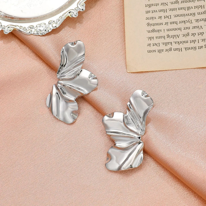 Golden Petal Stud Earrings | Elegant Floral Design-GOLD-Nora Luxe
