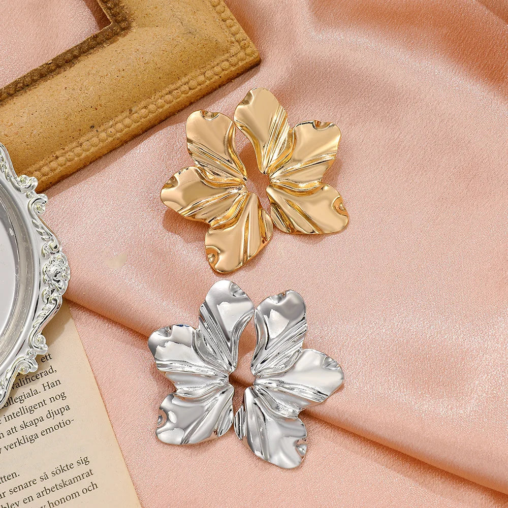 Golden Petal Stud Earrings | Elegant Floral Design-GOLD-Nora Luxe