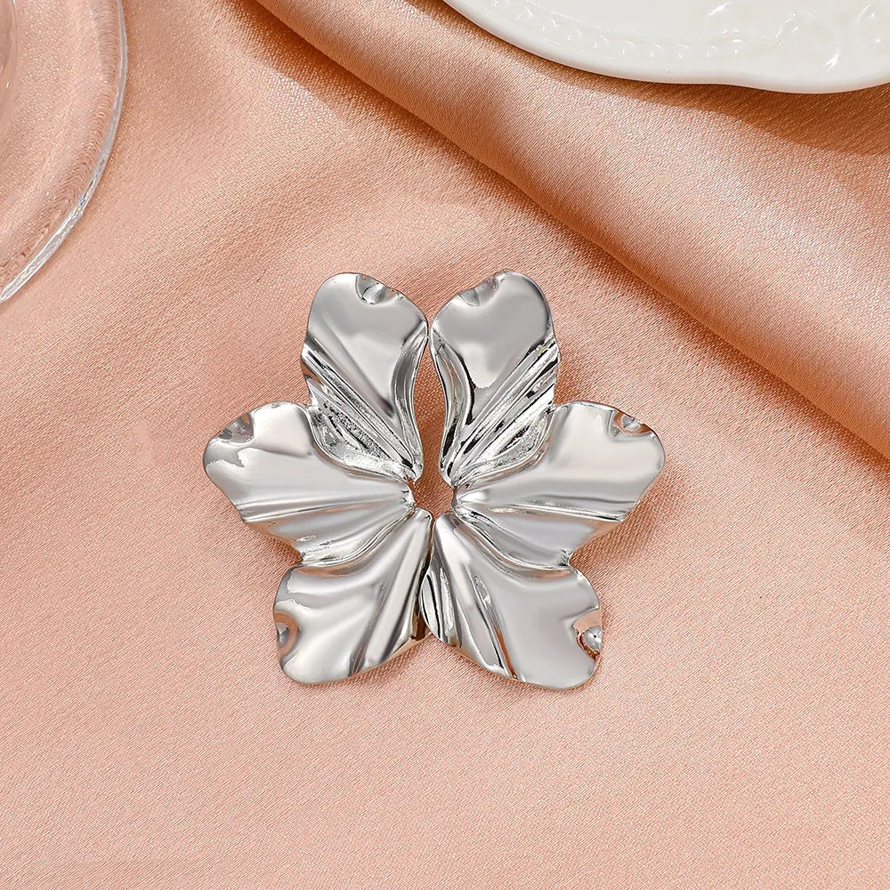 Golden Petal Stud Earrings | Elegant Floral Design-GOLD-Nora Luxe