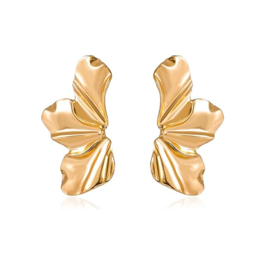 Golden Petal Stud Earrings | Elegant Floral Design-GOLD-Nora Luxe