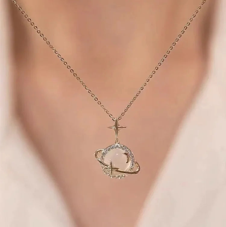 Golden Planet Necklace - Celestia-Nora Luxe