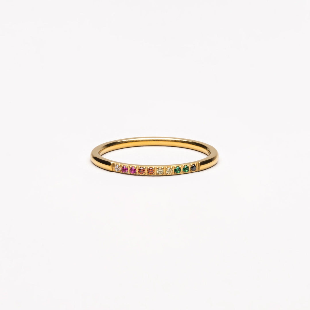 Golden Ring with Coloured Stones - Solene-6-Gold-Nora Luxe