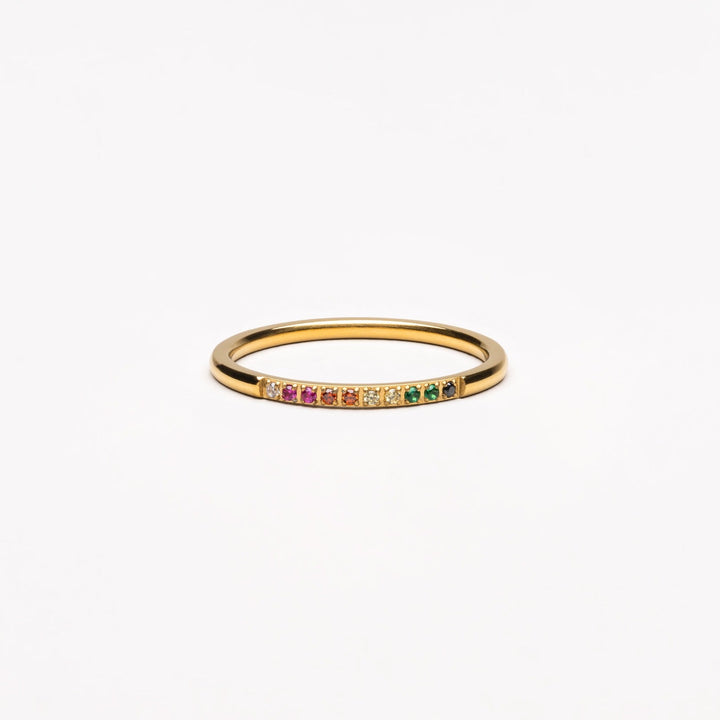 Golden Ring with Coloured Stones - Solene-6-Gold-Nora Luxe