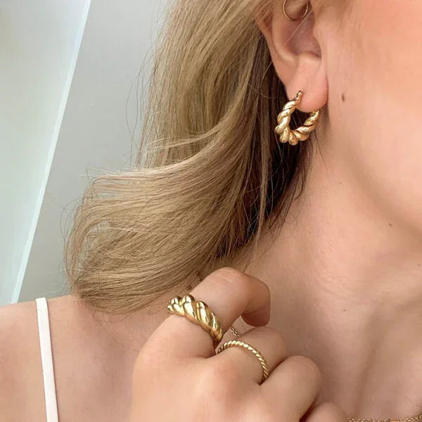 Golden Rope Dome Ring - Selene-5-Nora Luxe