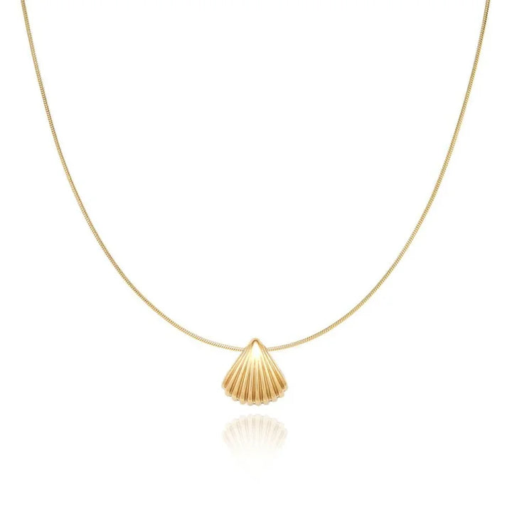 Golden Scallop Flower Necklace - Lilac-Nora Luxe