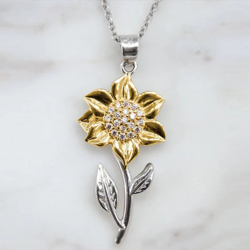 Golden Sunflower Necklace-Nora Luxe