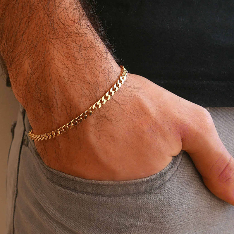 GRACE UNISEX CURB CHAIN BRACELET-.11CM Silver-18cm-Nora Luxe