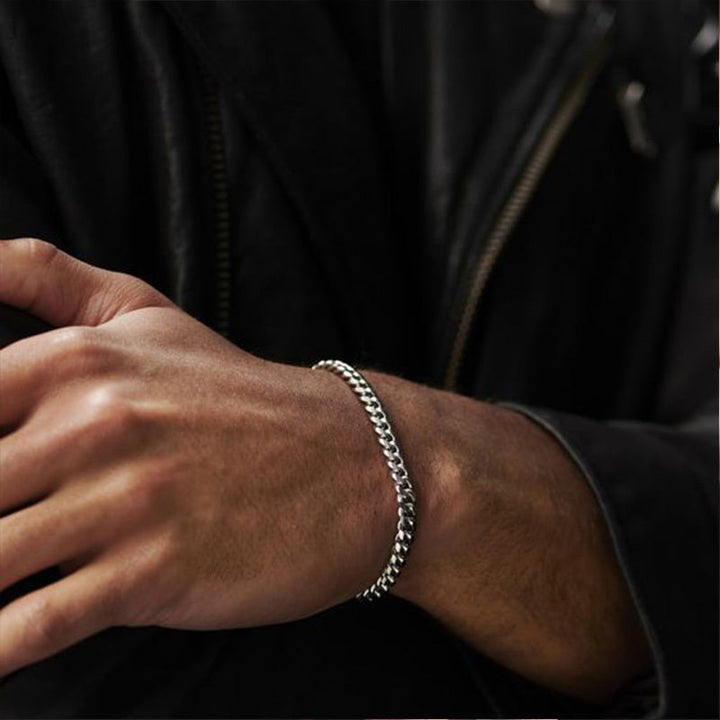 GRACE UNISEX CURB CHAIN BRACELET-.11CM Silver-18cm-Nora Luxe