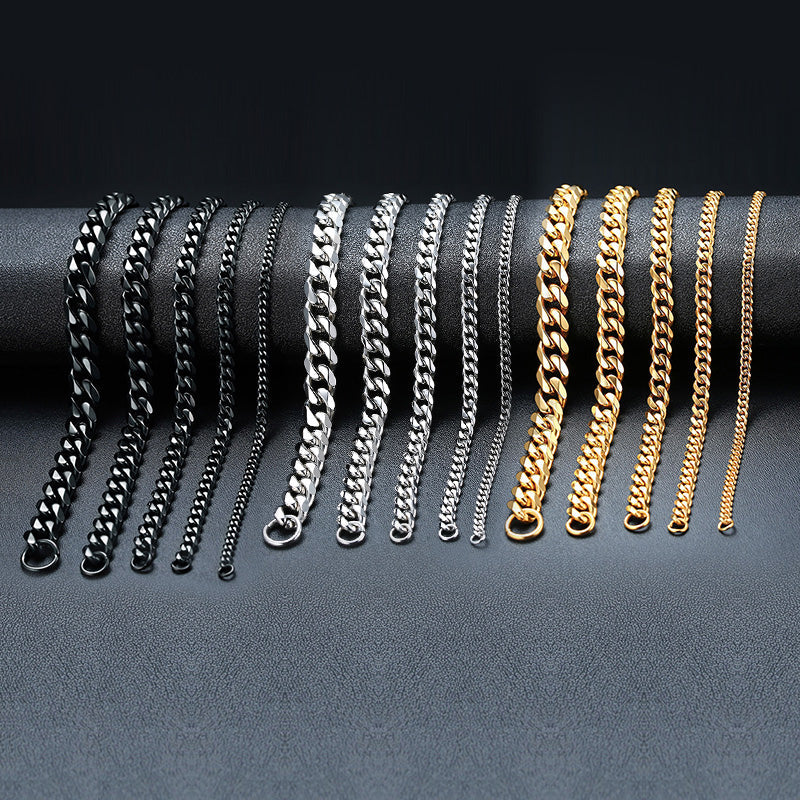 GRACE UNISEX CURB CHAIN BRACELET-.11CM Silver-18cm-Nora Luxe