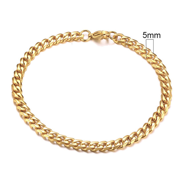 GRACE UNISEX CURB CHAIN BRACELET-.11CM Silver-18cm-Nora Luxe