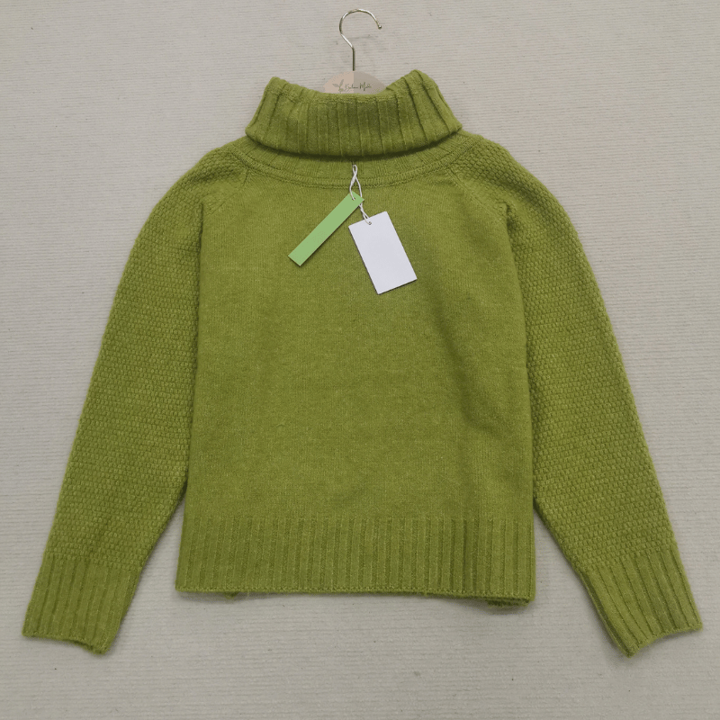Grass Green Oversized Knitted Women's Turtleneck Sweater - Nora-S-Nora Luxe
