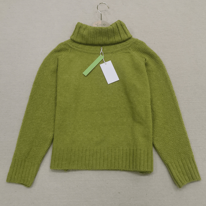 Grass Green Oversized Knitted Women's Turtleneck Sweater - Nora-S-Nora Luxe