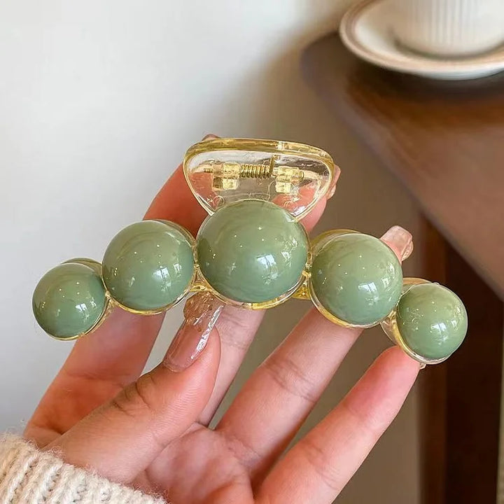 Green Pearl Hair Clip - Liana-Large (5 Pearls)-Nora Luxe