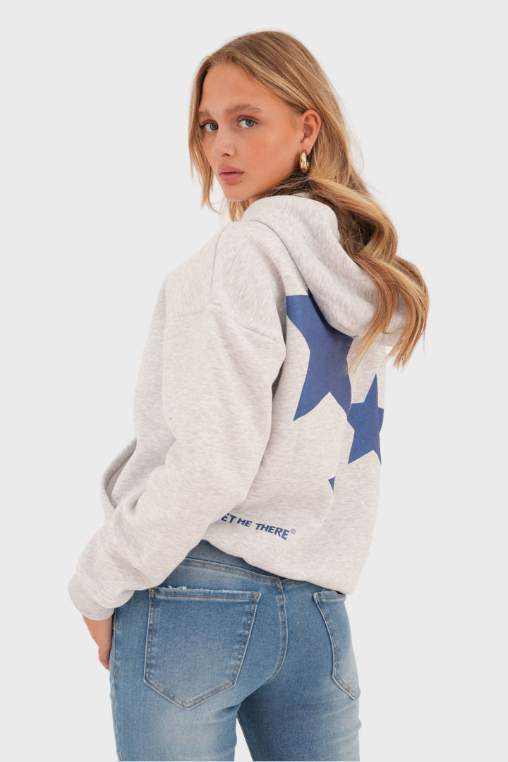 Grey Ladies' Sweater with Playful Star Print - LunaStar-XS-Nora Luxe