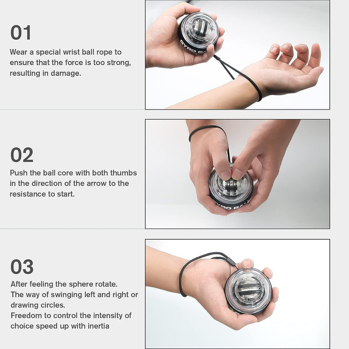 Gyroscopic Wrist Strengthener Ball - Auto Start Forearm Trainer-Black-Nora Luxe