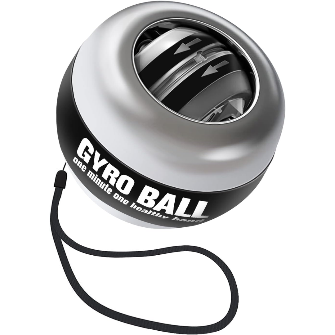Gyroscopic Wrist Strengthener Ball - Auto Start Forearm Trainer-Silver Metal-Nora Luxe