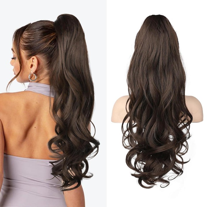 Hair extension Ponytail 21.7 inches – Veloura-Wavy-Brown-Nora Luxe