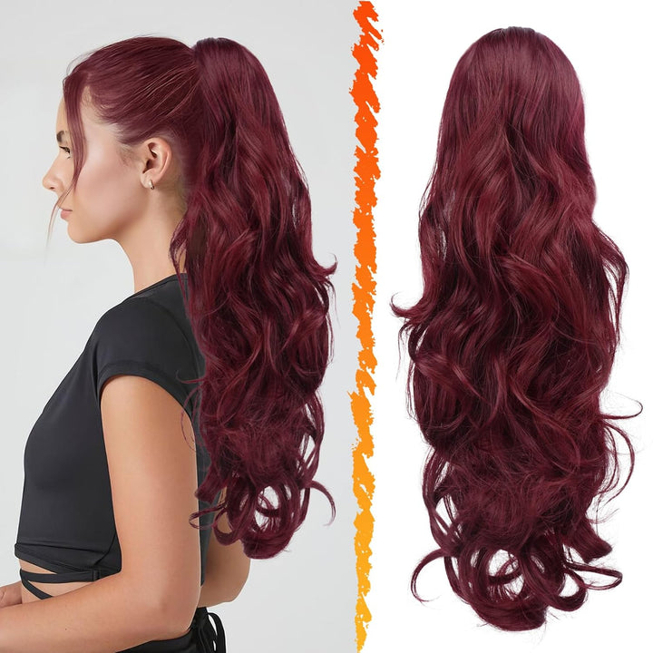 Hair extension Ponytail 21.7 inches – Veloura-Wavy-Red-Nora Luxe