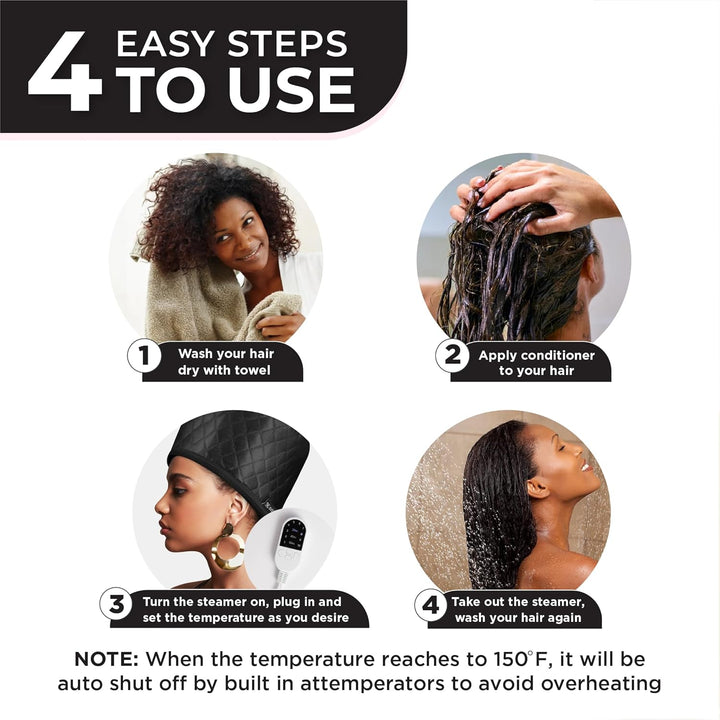 Hair Steamer for Deep Conditioning-Black-Nora Luxe