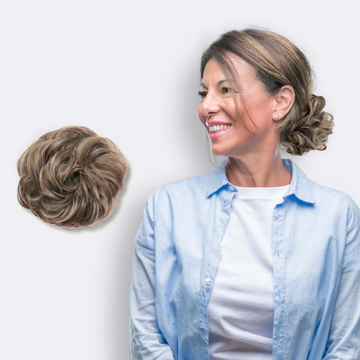 Hairextension Scrunchie – BunPop-Brown Mix-Nora Luxe