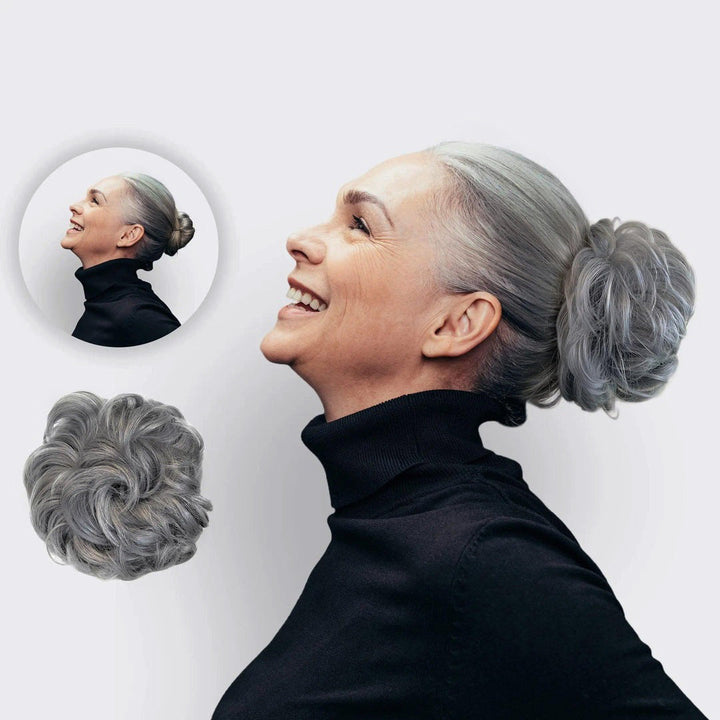 Hairextension Scrunchie – BunPop-Dark grey-Nora Luxe