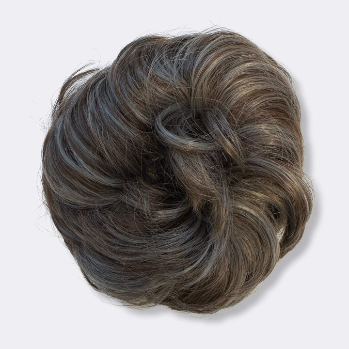 Hairextension Scrunchie – BunPop-Grey Brown-Nora Luxe