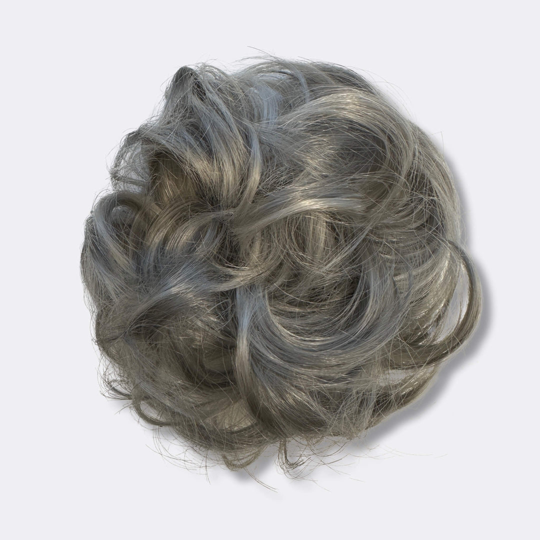 Hairextension Scrunchie – BunPop-Grey Mix-Nora Luxe