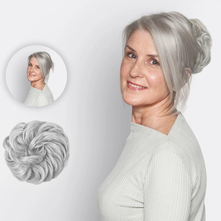 Hairextension Scrunchie – BunPop-Light grey-Nora Luxe